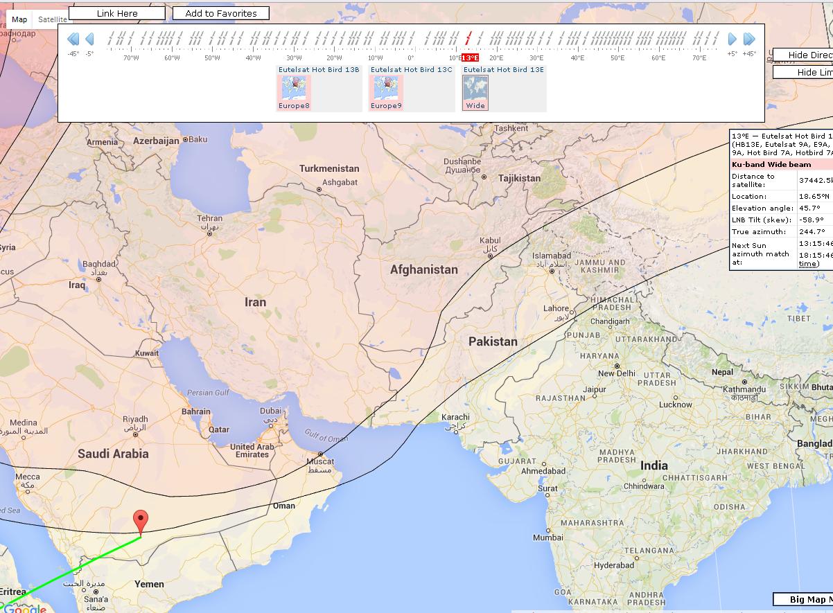 See coverage of wide beam in pakistan. on hotbird 13E