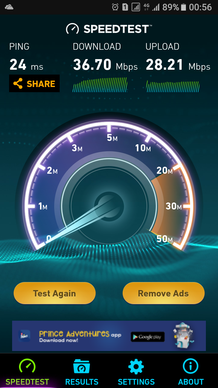 Speed Test on My Samsung Galaxy J7 (2016) Zong 4g (LTE)