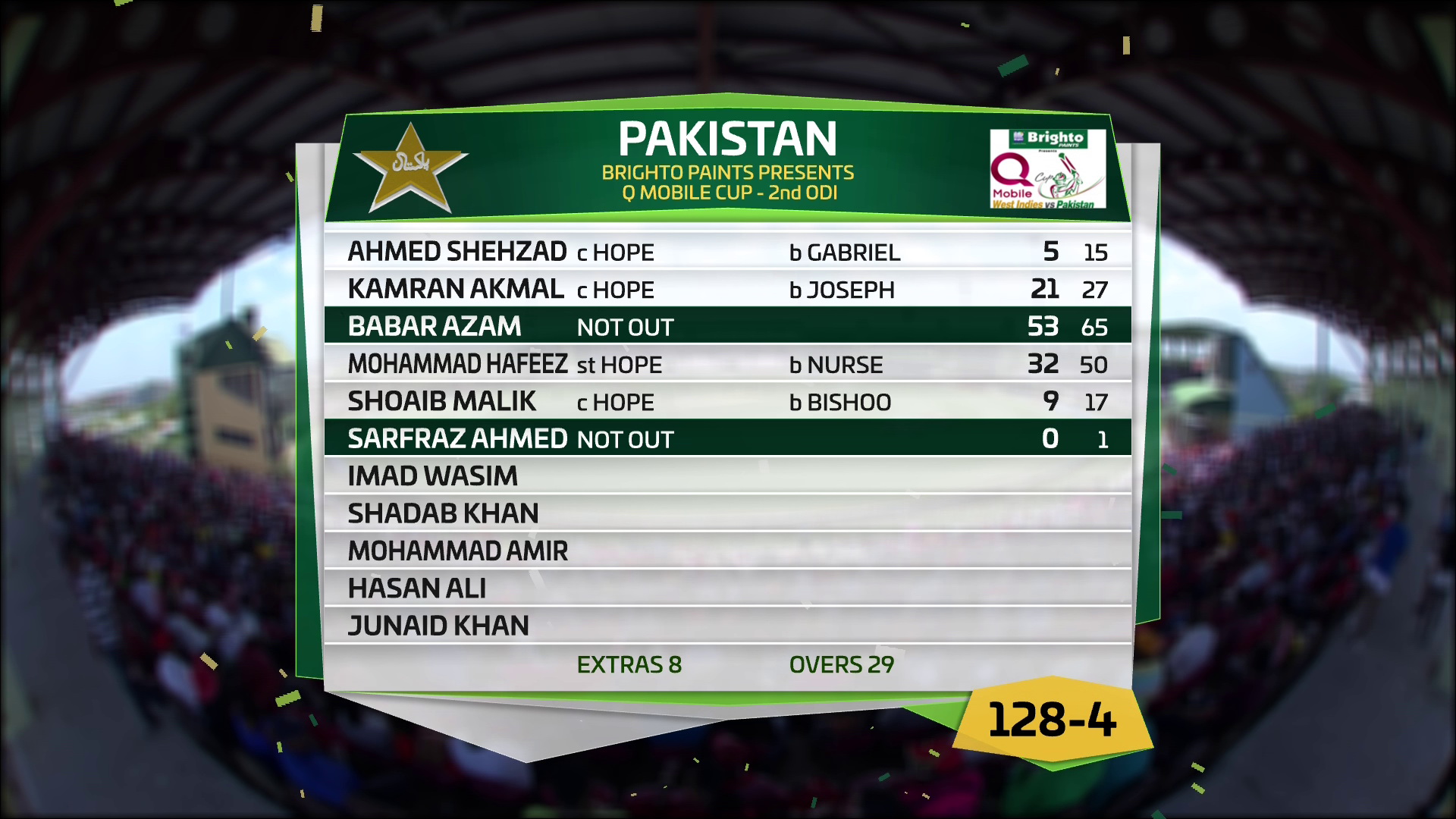 Pak Vs Wi<br />3945 V  <br />100.5E